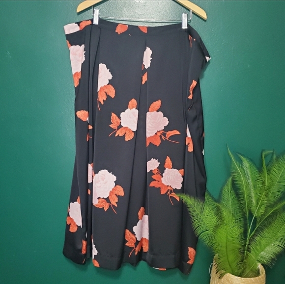 Who What Wear Dresses & Skirts - Who What Wear Midi Black Skirt With Roses Plus 24W